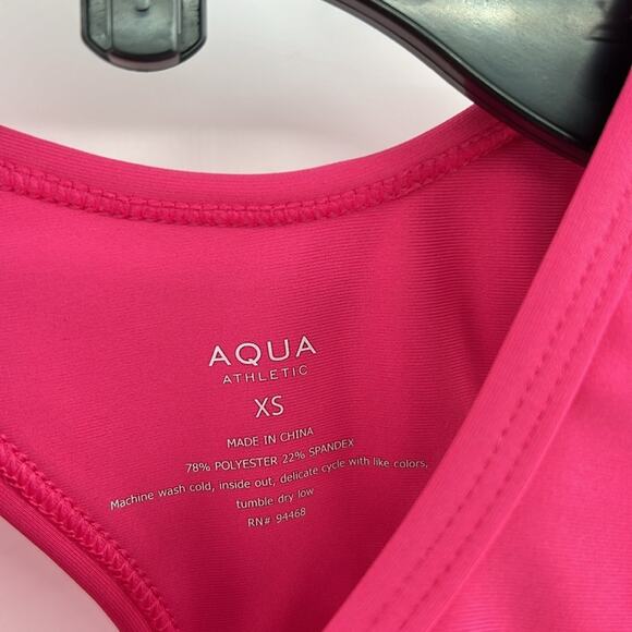 AQUA Athletic Women's Scallop Hem Crop Top - Magenta Pink - XS - NWT - Picture 2 of 5